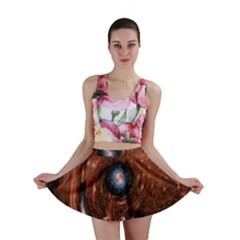 Fractal Peacock World Background Mini Skirt by Simbadda