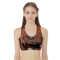 Fractal Peacock World Background Sports Bra With Border by Simbadda