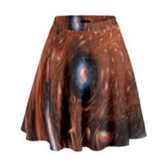 Fractal Peacock World Background High Waist Skirt by Simbadda