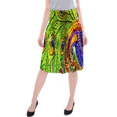 Glass Tile Peacock Feathers Midi Beach Skirt by Simbadda