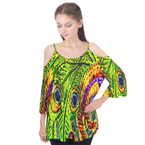 Glass Tile Peacock Feathers Flutter Tees by Simbadda