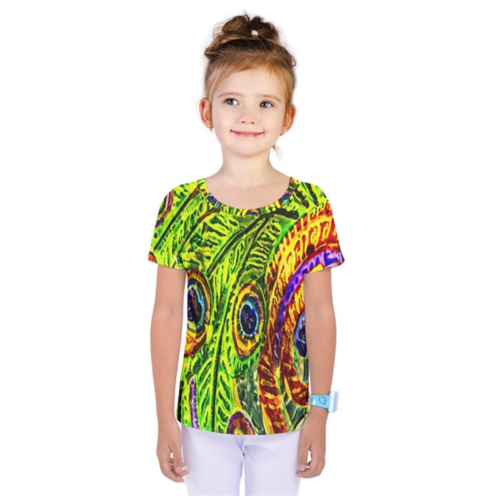 Glass Tile Peacock Feathers Kids  One Piece Tee