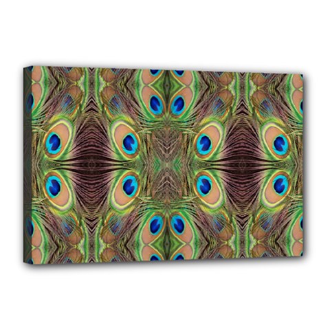 Beautiful Peacock Feathers Seamless Abstract Wallpaper Background Canvas 18  X 12  by Simbadda