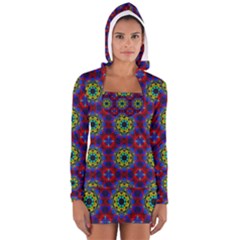 Abstract Pattern Wallpaper Women s Long Sleeve Hooded T-shirt by Simbadda