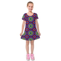 Abstract Pattern Wallpaper Kids  Short Sleeve Velvet Dress by Simbadda