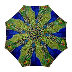 Graphic Painting Of A Peacock Golf Umbrellas by Simbadda