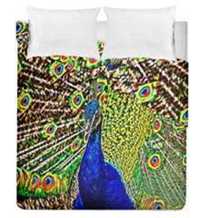 Graphic Painting Of A Peacock Duvet Cover Double Side (queen Size) by Simbadda