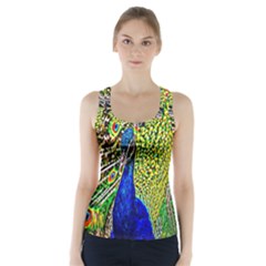 Graphic Painting Of A Peacock Racer Back Sports Top by Simbadda