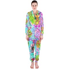 Bright Rainbow Background Hooded Jumpsuit (ladies)  by Simbadda