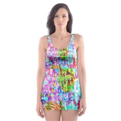 Bright Rainbow Background Skater Dress Swimsuit by Simbadda