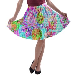 Bright Rainbow Background A-line Skater Skirt by Simbadda