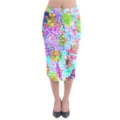 Bright Rainbow Background Velvet Midi Pencil Skirt