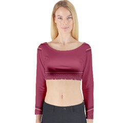 Heart Pattern Background In Dark Pink Long Sleeve Crop Top by Simbadda