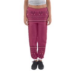 Heart Pattern Background In Dark Pink Women s Jogger Sweatpants by Simbadda