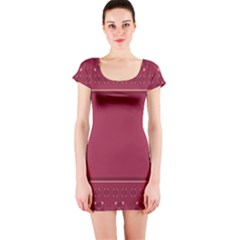 Heart Pattern Background In Dark Pink Short Sleeve Bodycon Dress by Simbadda