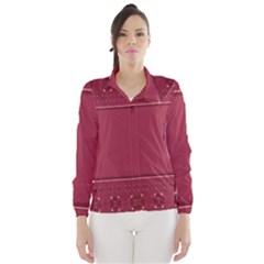 Heart Pattern Background In Dark Pink Wind Breaker (women)