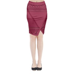 Heart Pattern Background In Dark Pink Midi Wrap Pencil Skirt by Simbadda