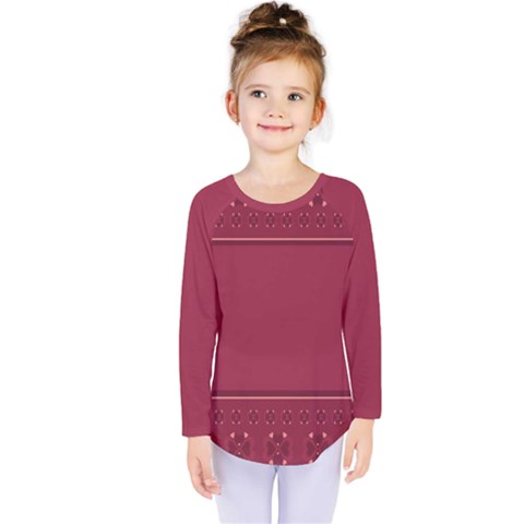 Heart Pattern Background In Dark Pink Kids  Long Sleeve Tee by Simbadda