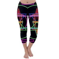 Drawing Of A Color Mandala On Black Capri Winter Leggings  by Simbadda