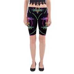 Drawing Of A Color Mandala On Black Yoga Cropped Leggings by Simbadda