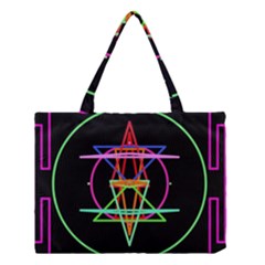 Drawing Of A Color Mandala On Black Medium Tote Bag by Simbadda