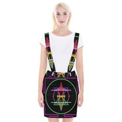 Drawing Of A Color Mandala On Black Suspender Skirt