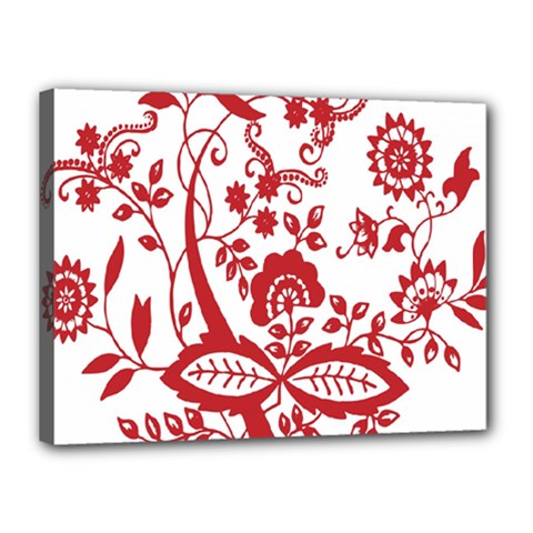 Red Vintage Floral Flowers Decorative Pattern Clipart Canvas 16  X 12  by Simbadda