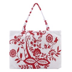 Red Vintage Floral Flowers Decorative Pattern Clipart Medium Tote Bag by Simbadda