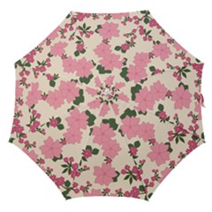 Vintage Floral Wallpaper Background In Shades Of Pink Straight Umbrellas by Simbadda