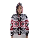 Vintage Style Seamless Black White And Red Tile Pattern Wallpaper Background Hooded Wind Breaker (Women) View1