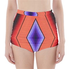 Diamond Shape Lines & Pattern High-waisted Bikini Bottoms by Simbadda