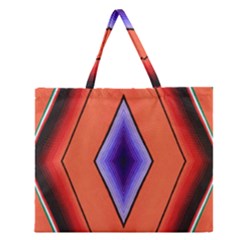 Diamond Shape Lines & Pattern Zipper Large Tote Bag by Simbadda