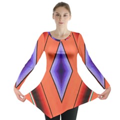 Diamond Shape Lines & Pattern Long Sleeve Tunic  by Simbadda