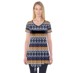 Abstract Elegant Background Pattern Short Sleeve Tunic  by Simbadda