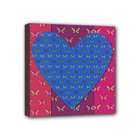 Butterfly Heart Pattern Mini Canvas 4  X 4  by Simbadda