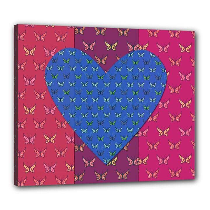 Butterfly Heart Pattern Canvas 24  x 20 