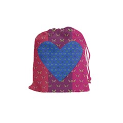 Butterfly Heart Pattern Drawstring Pouches (medium)  by Simbadda