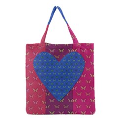 Butterfly Heart Pattern Grocery Tote Bag by Simbadda