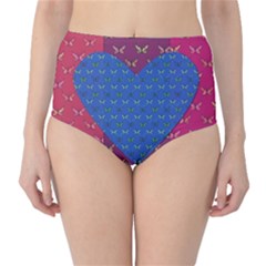 Butterfly Heart Pattern High-waist Bikini Bottoms by Simbadda