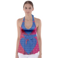 Butterfly Heart Pattern Babydoll Tankini Top by Simbadda