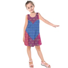 Butterfly Heart Pattern Kids  Sleeveless Dress