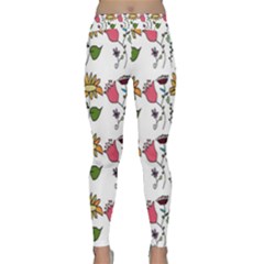 Handmade Pattern With Crazy Flowers Classic Yoga Leggings by Simbadda