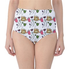 Handmade Pattern With Crazy Flowers High-waist Bikini Bottoms by Simbadda