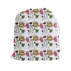 Handmade Pattern With Crazy Flowers Drawstring Pouches (xxl)