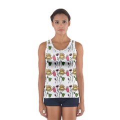 Handmade Pattern With Crazy Flowers Women s Sport Tank Top 