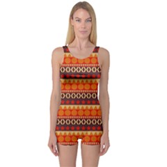 Abstract Lines Seamless Pattern One Piece Boyleg Swimsuit