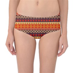 Abstract Lines Seamless Pattern Mid-waist Bikini Bottoms