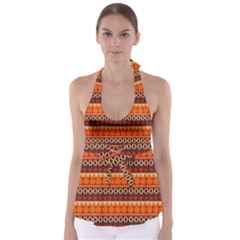 Abstract Lines Seamless Pattern Babydoll Tankini Top