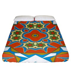 Digital Computer Graphic Geometric Kaleidoscope Fitted Sheet (king Size) by Simbadda