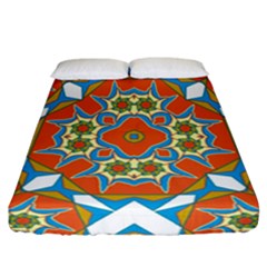 Digital Computer Graphic Geometric Kaleidoscope Fitted Sheet (california King Size)